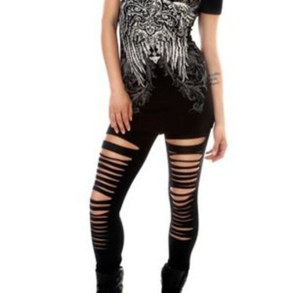 Goth industrial Cut up leggings - Picture 4 of 4